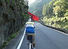 九度山駅を出発し高野山へのR370を少し走ります、赤い鉄橋は南海高野線の丹生川橋梁（国の近代化産業遺産）。